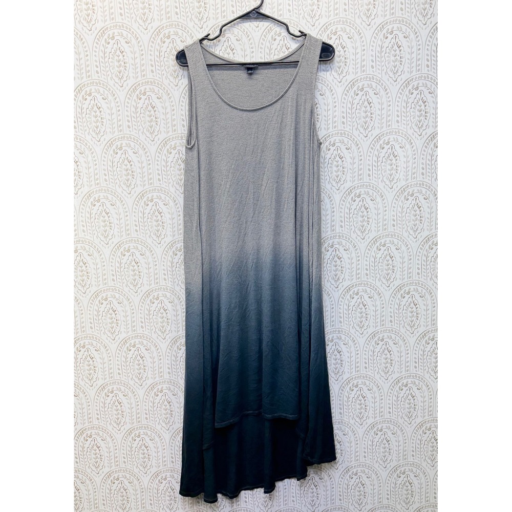 Torrid Midi Dress Womens 1 Grey Black Ombre High Low Sleeveless Tank Dip Dye